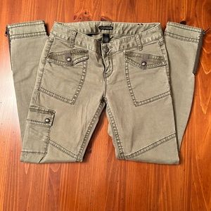 EXPRESS SKINNY CARGO PANTS OLIVE  SIZE 04